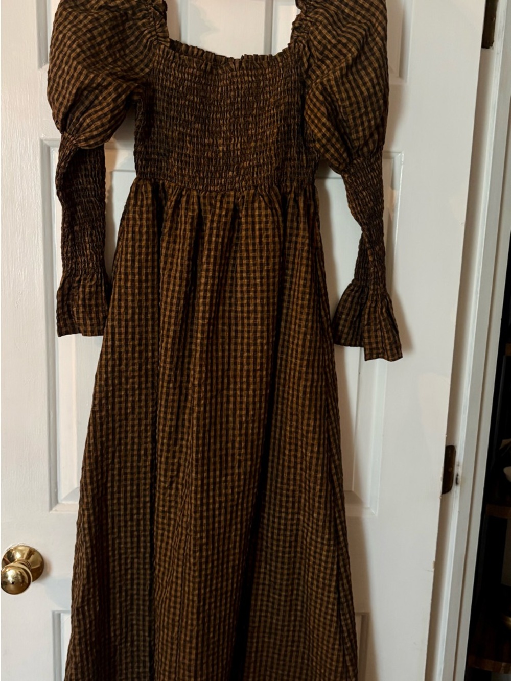 Petal and Pup Brown/Black Gingham Smocked Maxi Dress - Women